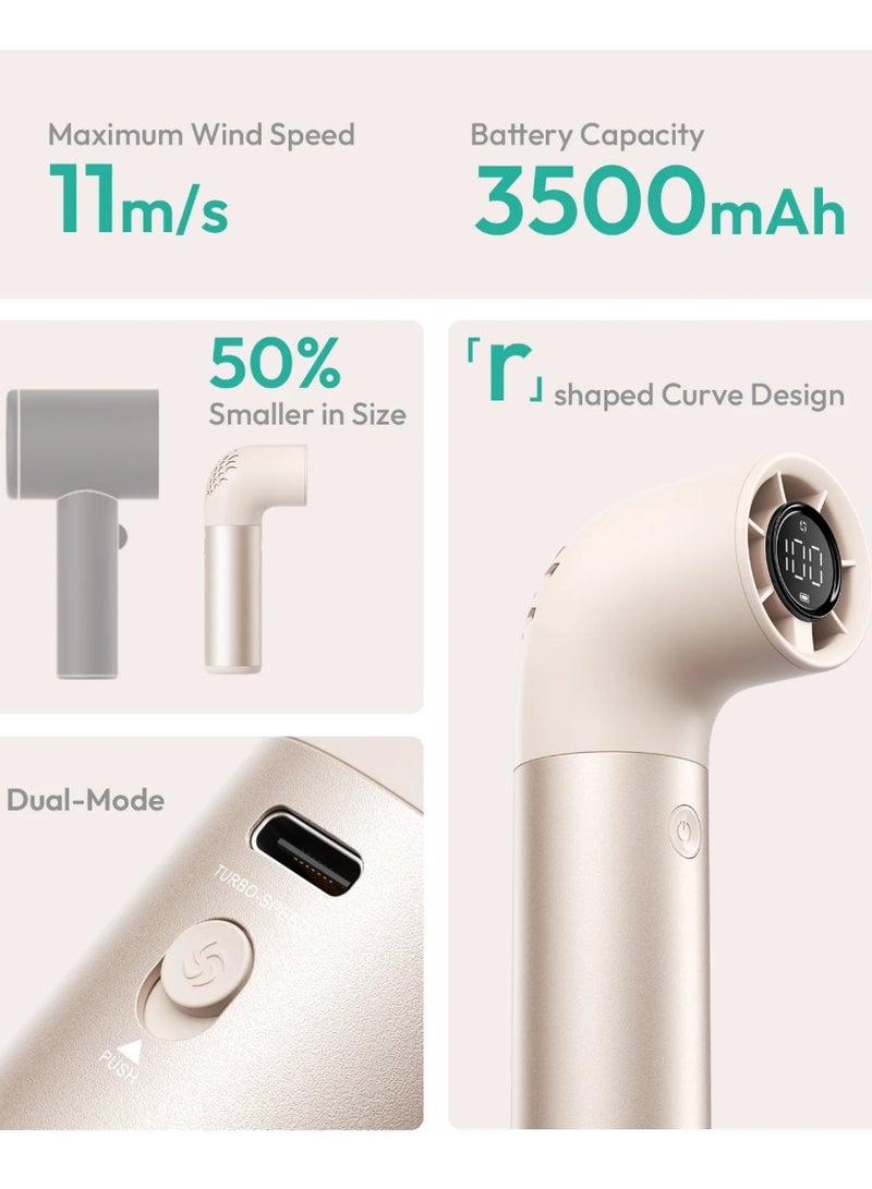 Aecooly Aero Pro Portable Turbo Electric High‑Speed Handheld Fan – 3500 mAh, 4 Standard Mode + 2 Turbo Mode, LED Display, USB‑C (Gold) - Image 4