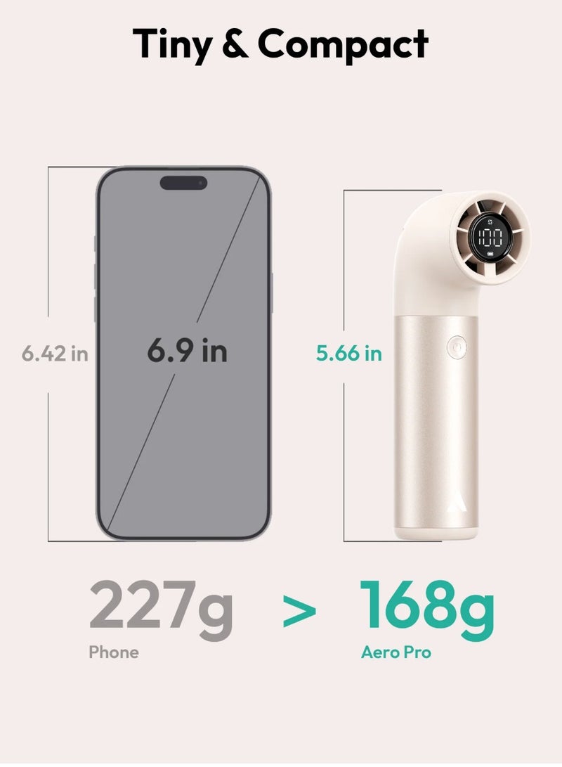 Aecooly Aero Pro Portable Turbo Electric High‑Speed Handheld Fan – 3500 mAh, 4 Standard Mode + 2 Turbo Mode, LED Display, USB‑C (Gold) - Image 5