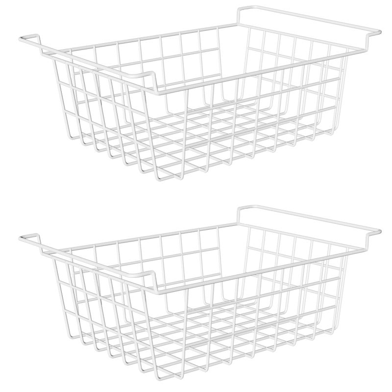 Orgneas 165 Chest Freezer Organizer Bins Deep Freezer Basket Storage Rack Bins Metal Wire Baskets Large Size 2Pcs