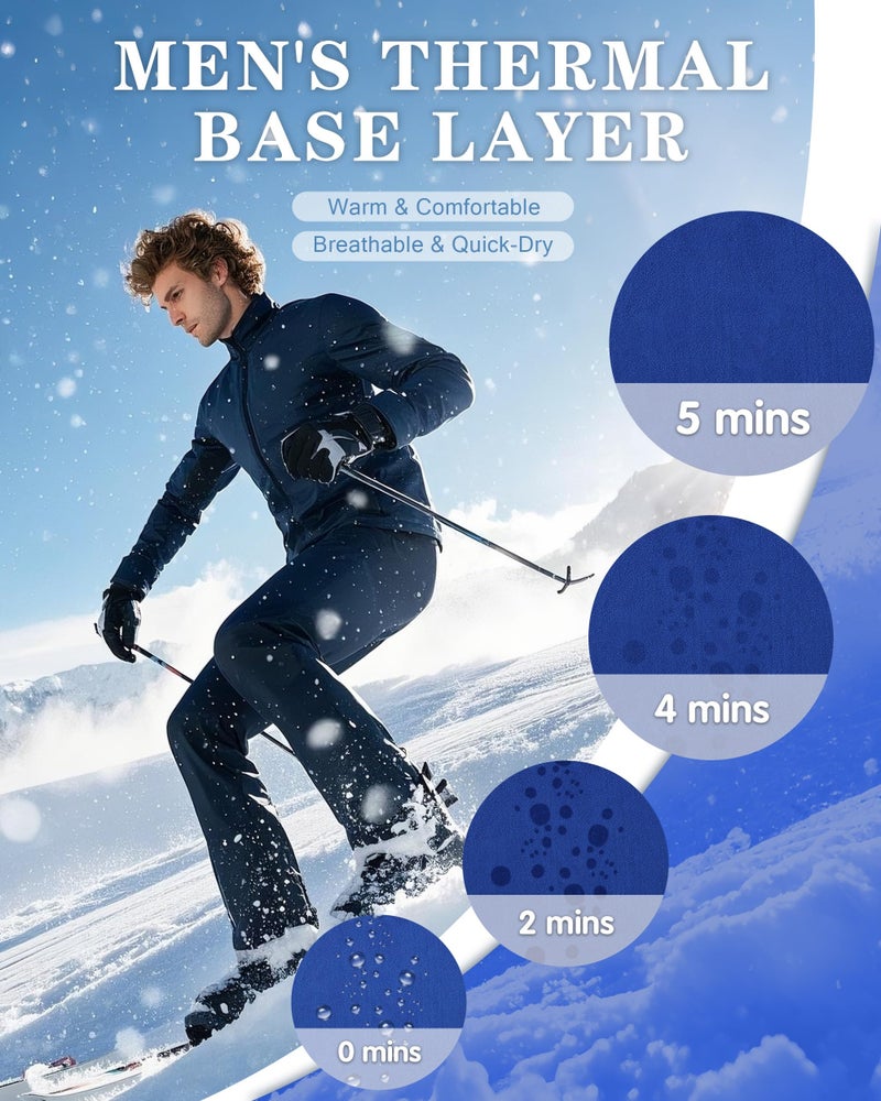 Roadbox Men's Thermal Compression Pants, Fleece Lined Running Tights Leggings, Athletic Ski Base Layer Bottoms Cold Weather White - Image 5