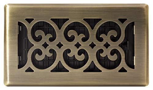 Decor Grates SPH408-A Scroll Design Floor Register, 4x8 Inches, Antique Brass Finish - Image 2