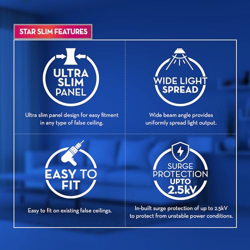 Crompton Platina Star Slim Recessed Edge Lit Panel 15Watt LED Round (Pack of 4, Cool Day Light) 6 inch Cut-Out and Ultra Slim Panel - Image 3