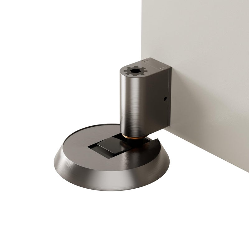 SAILANKA Brass Windproof Door Stoppers Heavy Duty Mechanical Floor Door Stop Height Adjustable Keep Door Open Door Catch Holder Wall Protect with Screws Grey 1 Pack - Image 2