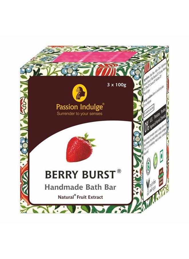 passion indulge - Natural Handmade Bath Bar Soap Berry Burst (Strawberry) (Pack Of 3) - Image 1