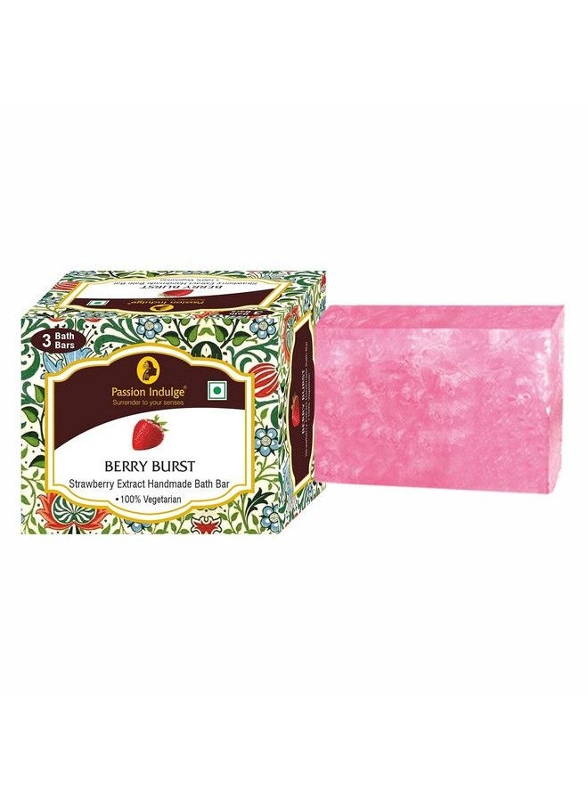 passion indulge - Natural Handmade Bath Bar Soap Berry Burst (Strawberry) (Pack Of 3) - Image 1