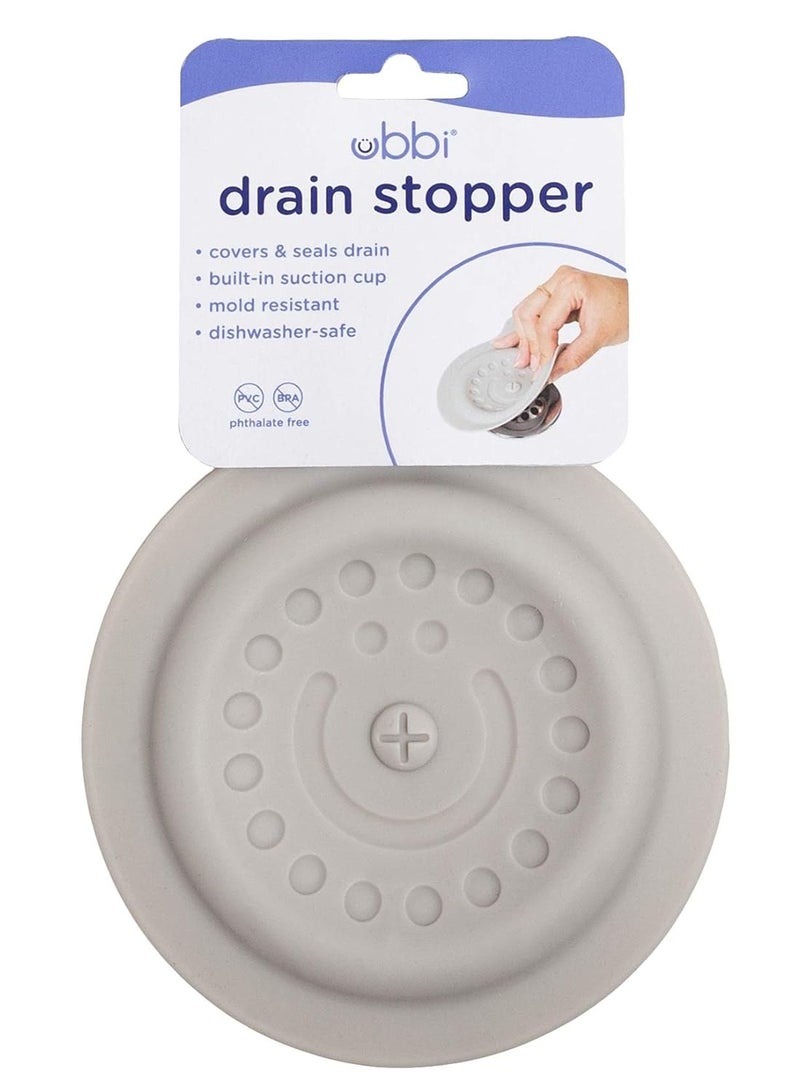 Ubbi Bathtub Drain Cover, Silicone Drain Stopper with Suction, Baby Bath Time Accessory, Gray - Image 5