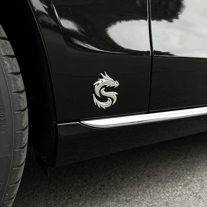 Dragon Shaped Car Emblem Silver Trunk Tail Badge Waterproof Sunscreen Adhesive Sticker - Image 4