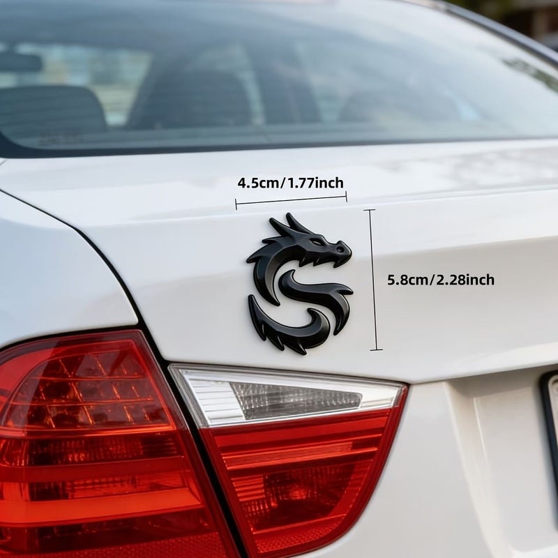 Dragon Shaped Car Emblem Silver Trunk Tail Badge Waterproof Sunscreen Adhesive Sticker - Image 2
