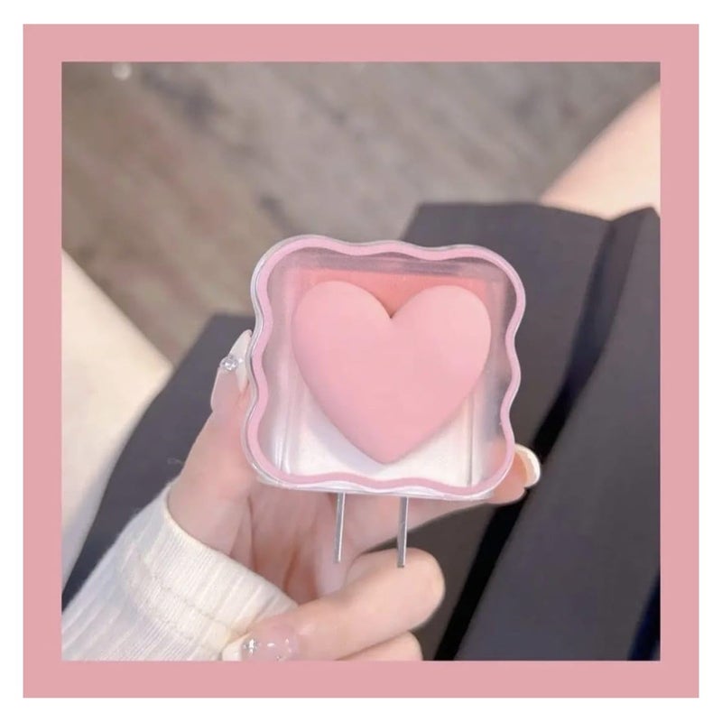 TECHWIND 4 in 1 Protective Case Cover Compatible for Samsung 25W Adaptor/Charger only | Cute 3D Heart Designs with 360° Protection (Heart Pink) - Image 4