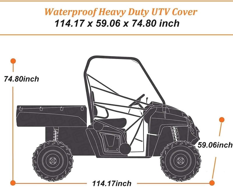 NEVERLAND UTV Covers Heavy Duty - Side by Side Cover Waterproof 300D Outdoor Storage Waterproof Black Compatible with Honda Pioneer Polaris Ranger Protection 114.17"x 59.06"x 74.80"(290x150x190 cm) - Image 3