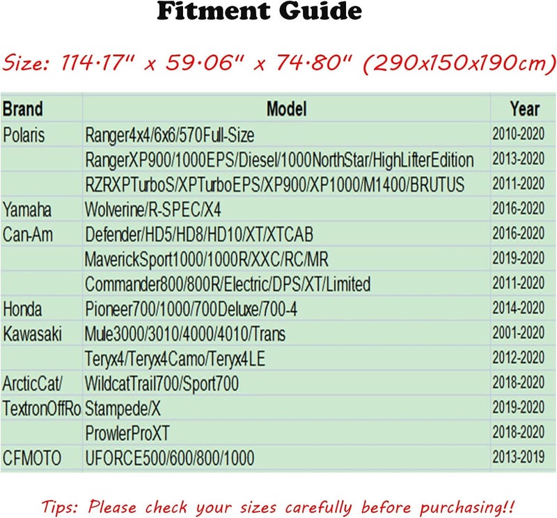 NEVERLAND UTV Covers Heavy Duty - Side by Side Cover Waterproof 300D Outdoor Storage Waterproof Black Compatible with Honda Pioneer Polaris Ranger Protection 114.17"x 59.06"x 74.80"(290x150x190 cm) - Image 4