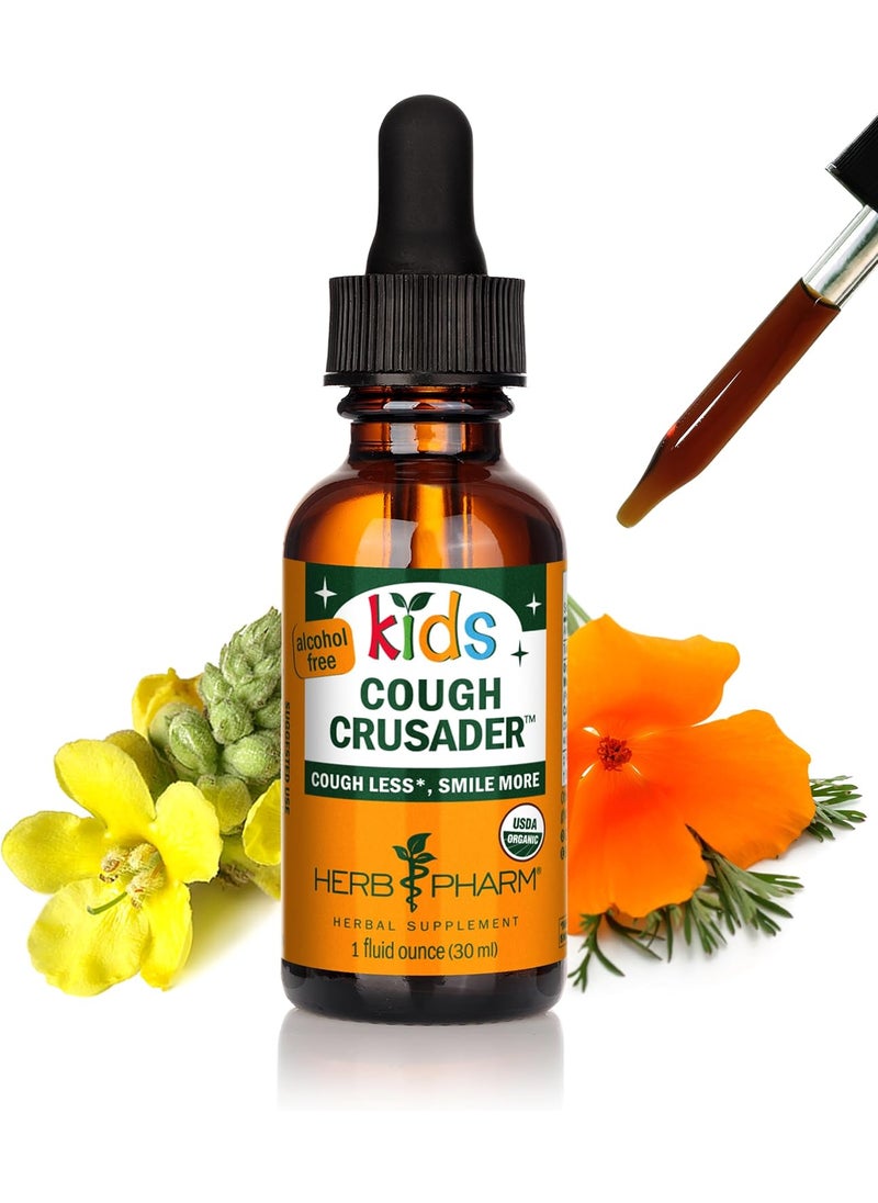 HERB PHARM Herb Pharm Kids Certified-Organic Alcohol-Free Cough Crusader Liquid Herbal Formula, Wild Cherry, 1 Fl Oz 