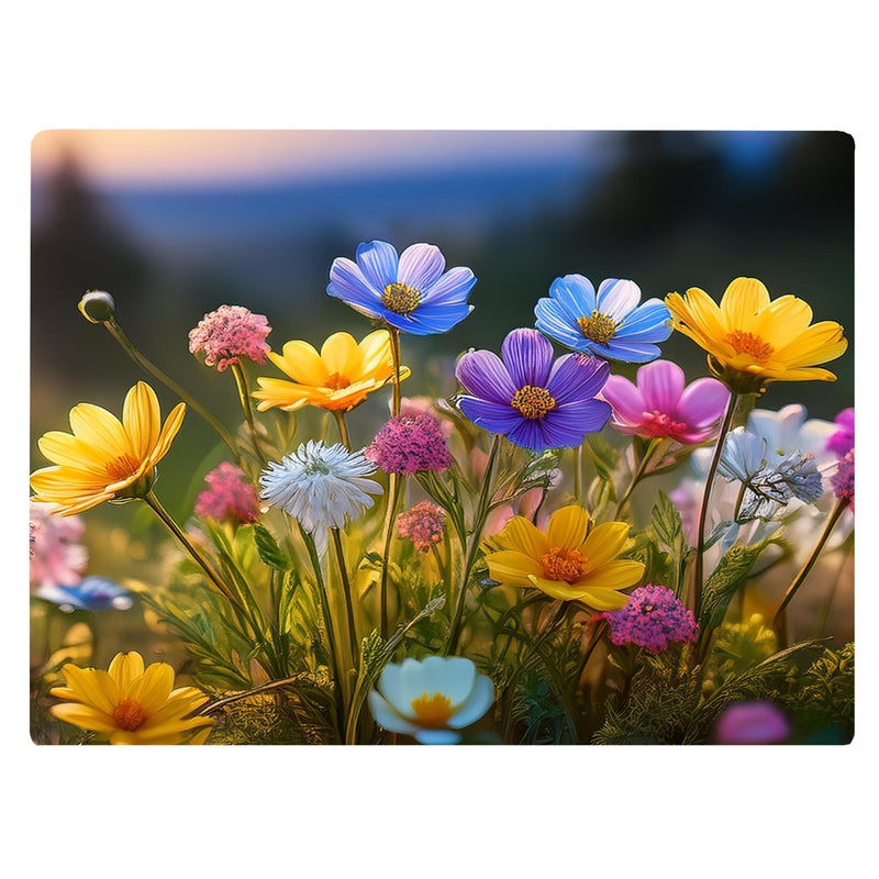 DAJDC Wildflowers Floral Pattern Flower Love Kitchen Glass Cutting Board Decorative Valentine's Mother's Day Gift For Her Flowers (Wildflowers) - Image 1