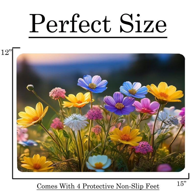 DAJDC Wildflowers Floral Pattern Flower Love Kitchen Glass Cutting Board Decorative Valentine's Mother's Day Gift For Her Flowers (Wildflowers) - Image 3