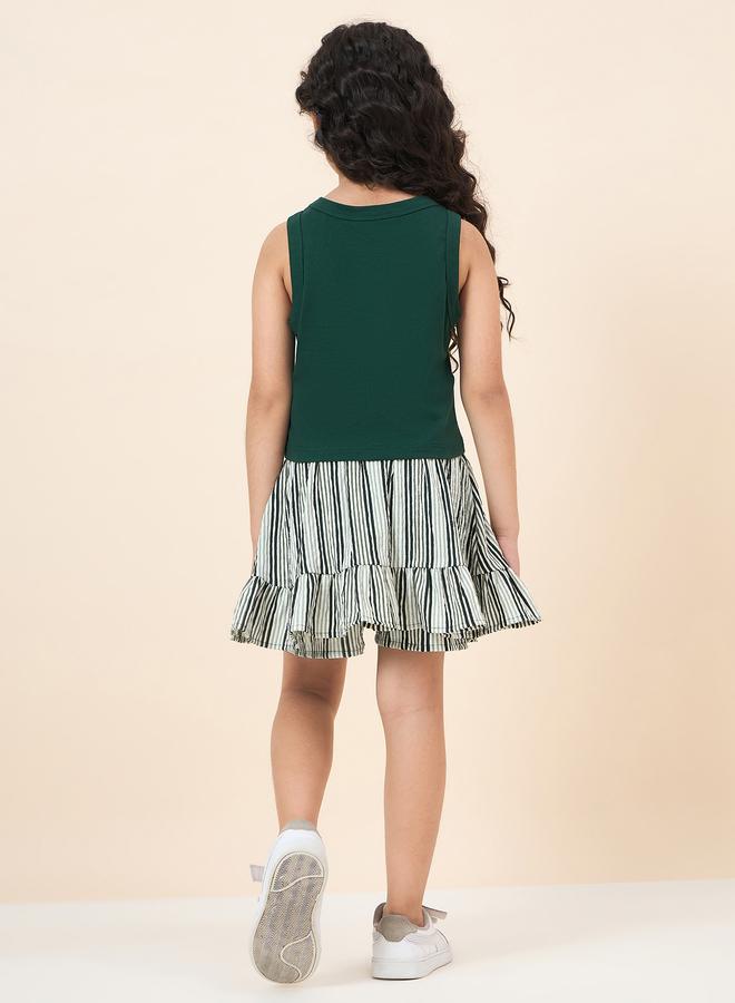 ستايلو بج طقم ستايلو بوغ تانك سادة وشورت سكيرت مخطط - Image 4