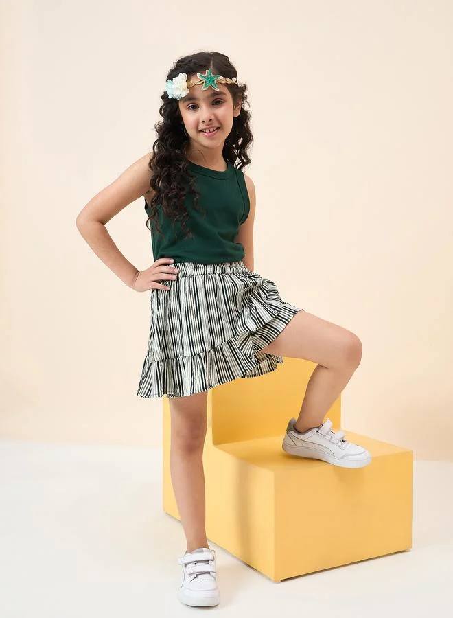 Stylo Bug Stylo Bug Solid Tank and Striped Skorts Set