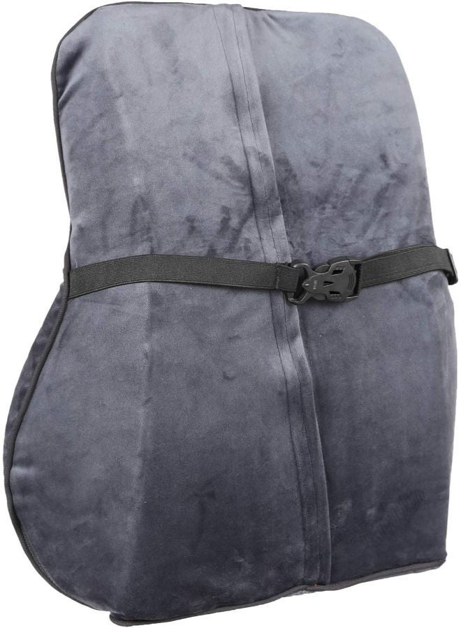 Comfy Back Support Ergonomic memory foam Pillow with adjustable strap for Office Chair and Car Seat- 43.5 x 35 x 7.5 cm - Grey