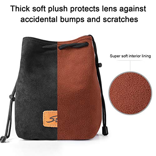 S-ZONE Soft Camera Bag DSLR Insert Handbag Drawstring Lens Case Compatible with Canon Nikon Sony - Image 5