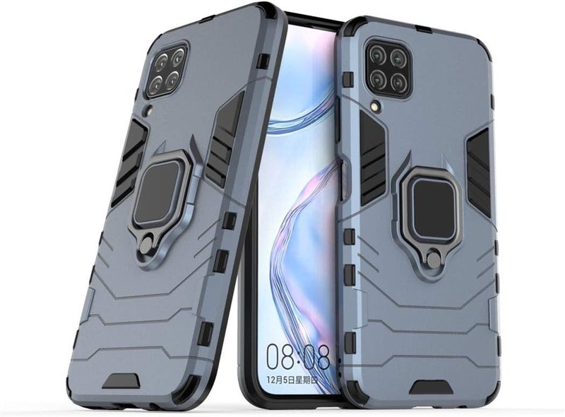 MaiJin Compatible with Huawei P40 Lite, Nova 7i, Nova 6 SE Case, Metal Ring Grip Kickstand Bumper (Works with Magnetic Car Mount) Dual Layer Rugged Cover (Navy Blue) - Image 1