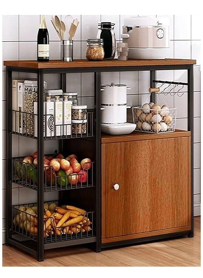 AGD Coffee Storage cabinet, multi-shelf kitchen, with hooks, closed storage space, multi-functional storage rack for microwave oven.  - Image 1