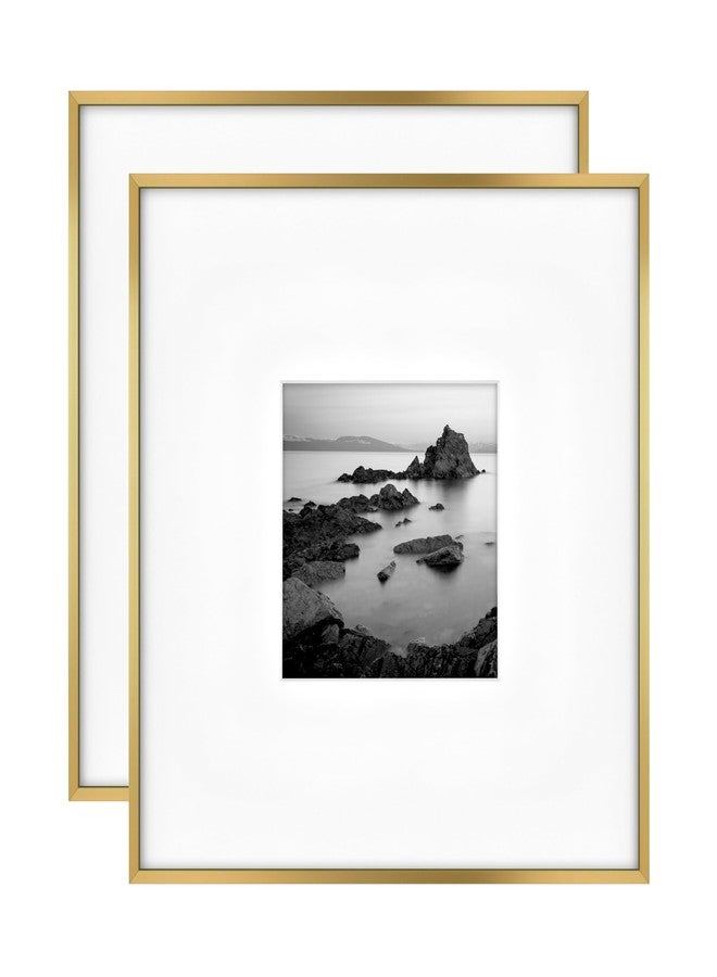 MCS Master & Co. Foundry Metal 18x18 Square Picture Frame, Display Pictures 8x8 With Mat or 18x18 Without Mat, Wall Hanging Frame for Photos & Posters, Brass (2-Pack) - Image 1
