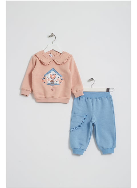 Baby Girls  Printed Cotton Set of sweatshirt and pants