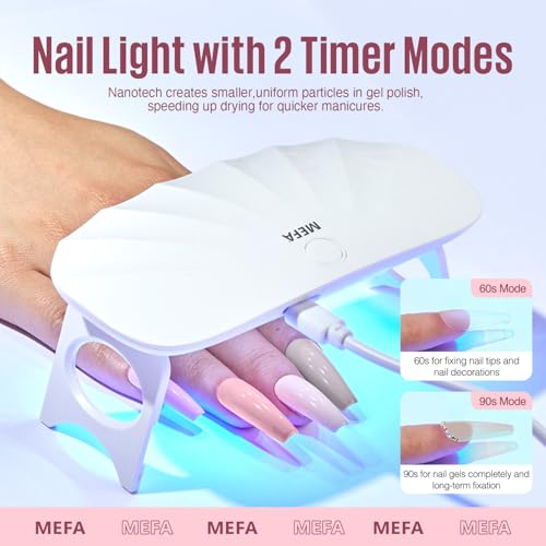 MEFA 19 Pcs Gel Nail Polish Kit with U V Light, 12 Colors All Seasons Nude Milky White Soak Off Gel Polish Nail Set with Base Top Coat Essential Manicure Tools Beginners Salon Nails DIY Art - Image 5