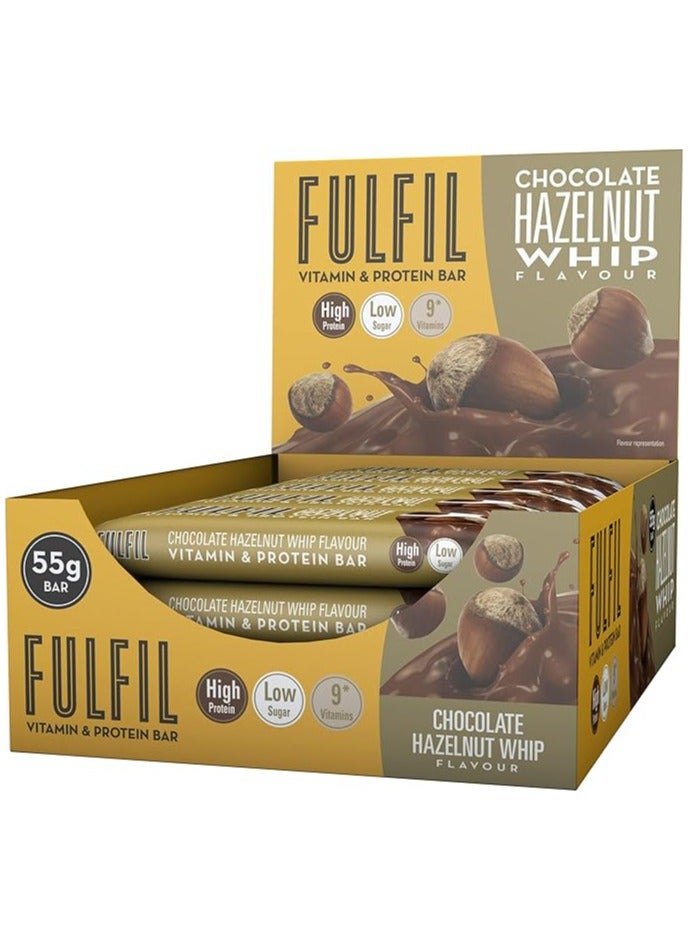 Fulfil Protein Bar (15 X 55G Bars) — Chocolate Hazelnut Whip Flavour 20G High Protein, 9 Vitamins, Low Sugar - Image 1