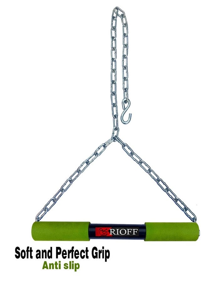 قضيب تعليق Rioff® لتمارين السحب لأعلى، مصنوع من الفولاذ، مزود بسلسلة متينة (أخضر)، طوله 4 أقدام، مناسب للاستخدام المنزلي أو في الصالات الرياضية، للرجال والأطفال والبالغين. - Image 3