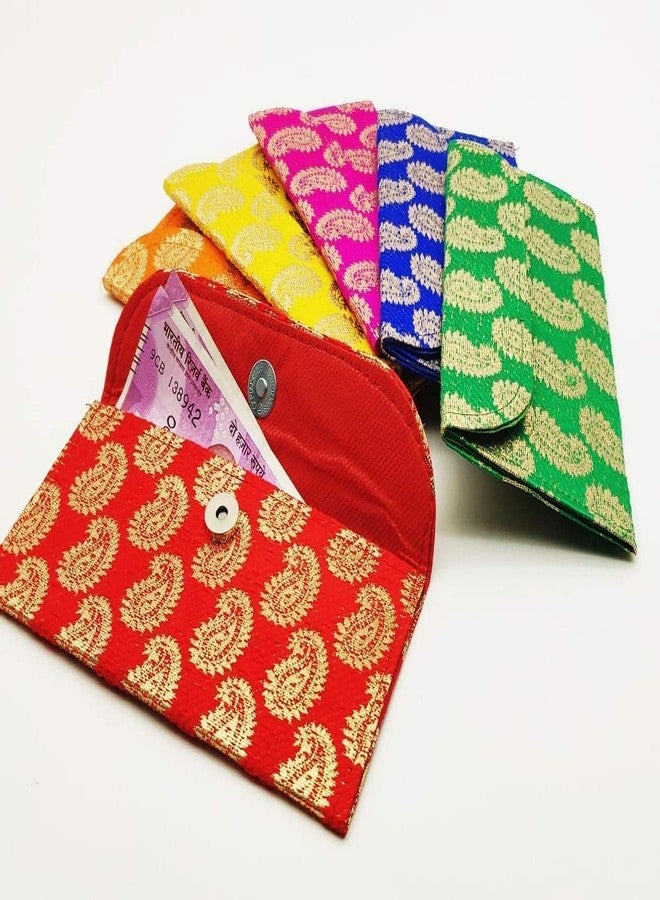 Shop Buzz Pack of 12 Premium Raw Silk Fabric Brocade Design Money Gift Envelopes for Wedding/Marriage/Bday of Premium Quality Exclusively - Red Colour/Deep Red Colour. (12 pcs) - Image 4