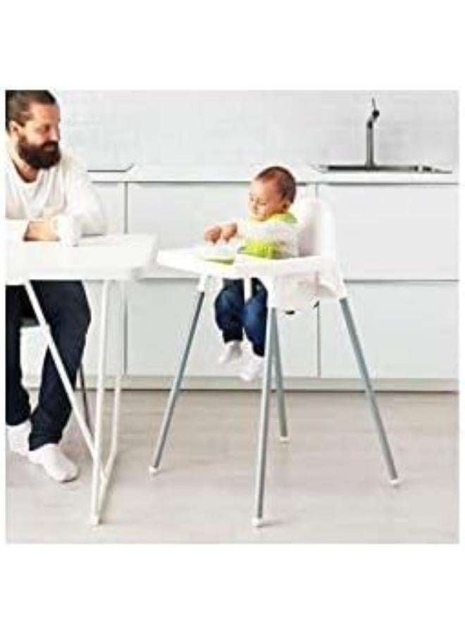 Junior High Chair with Tray, White - Image 2