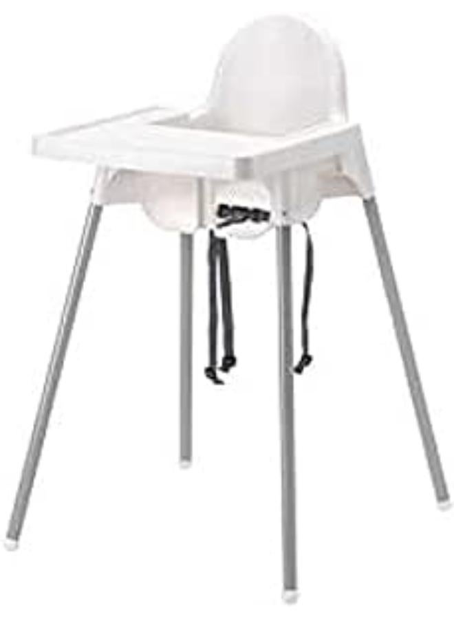 Junior High Chair with Tray, White - Image 1