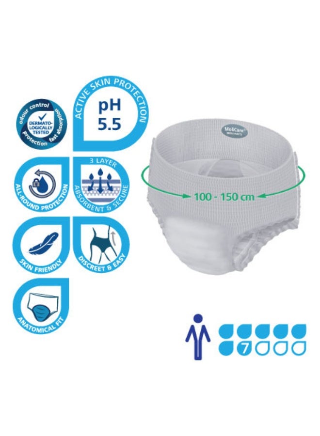 مولي كير موليكير  بريميوم  مان بانتس,  سراويل للرجال  للسلَس الخفيف ,سراويل صحية للكبار ،  كبير,  7 قطرات, 7 قطع /حزمة - Image 3