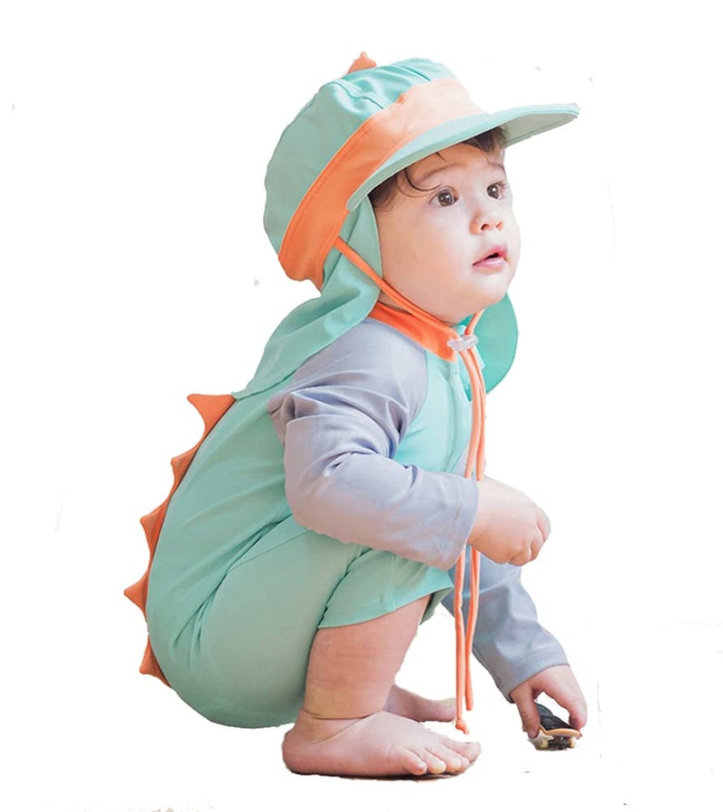 Best for All Baby Boys Girls Swimsuit Dinosaur Rash Guard Sun Protection Set Kids One Piece Zipper Bathing Suit Swimwear with HatGreen23Years 