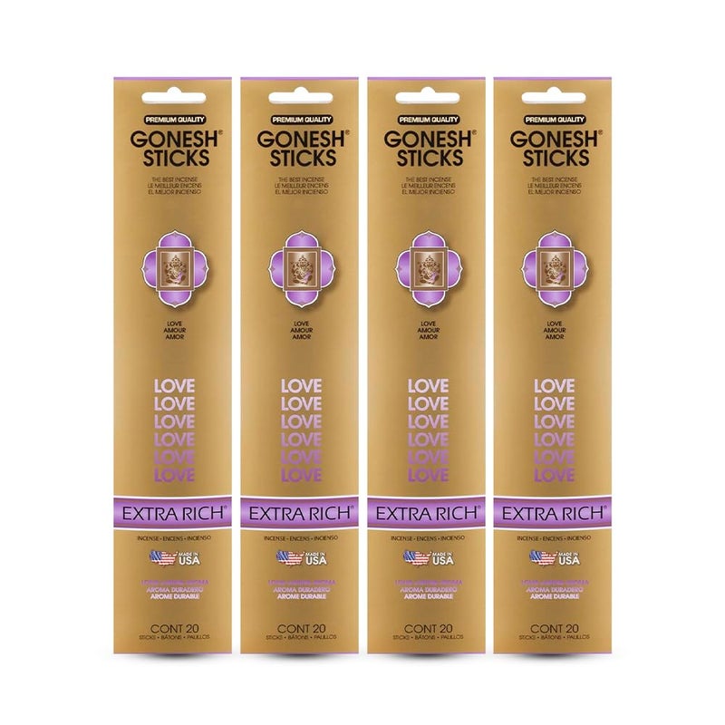 Gonesh Gonesh  Extra Rich Scented Incense Sticks  NonToxic 10 Slow Burn Aromatic Sticks  Love  80 Pack 