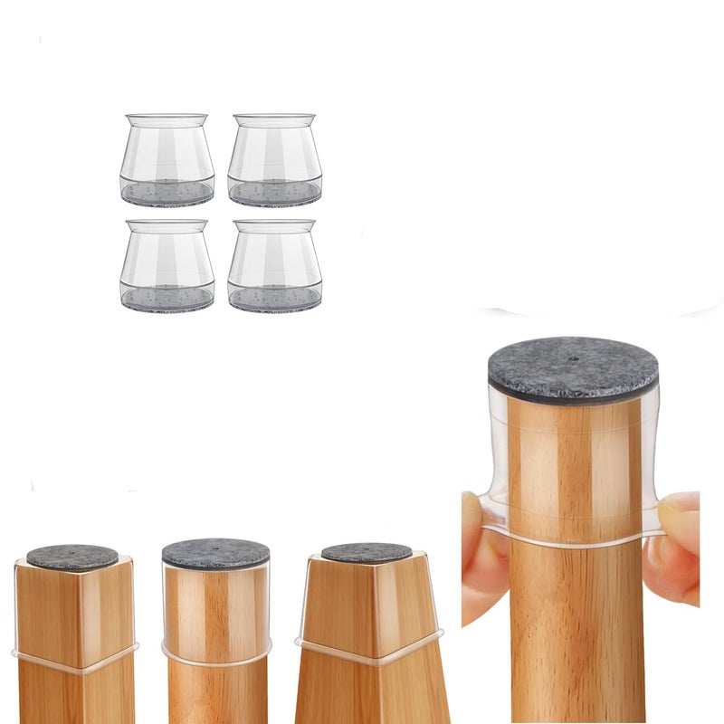 vysane Chair Leg Floor Protectors Silicone Felt Furniture Leg Pads Caps Covers for Hardwood Floors Clear SmallFit 09129Pack of 5 - Image 1