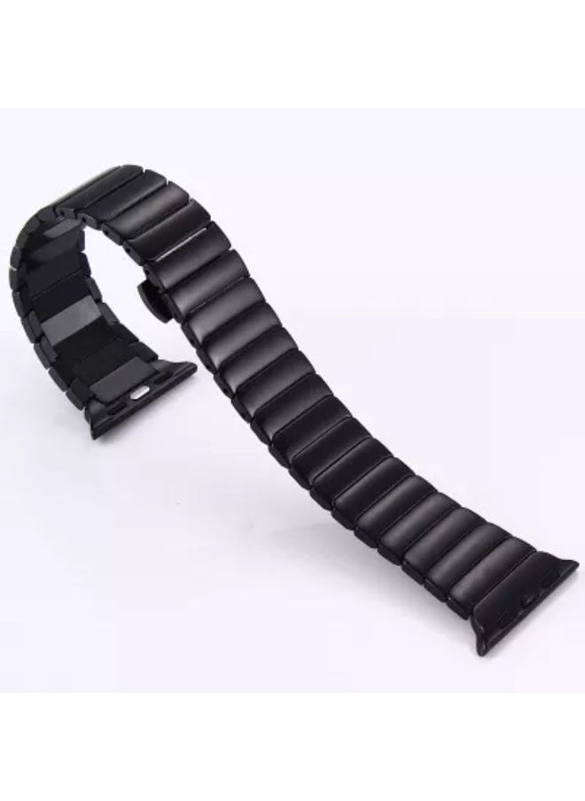 SHOPI - Stainless Steel Link Bracelet Band for Apple Watch Series 6 SE 5 4 3For iwatch 6 5 WatchBand Strap Replacement 38MM/41MM/40MM BLACK - Image 1