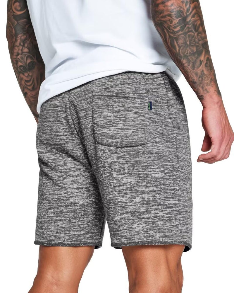 Zengjo Lounge Shorts Men 6 Inch Comfy Knit with Pockets(Marled Black,S) - Image 2