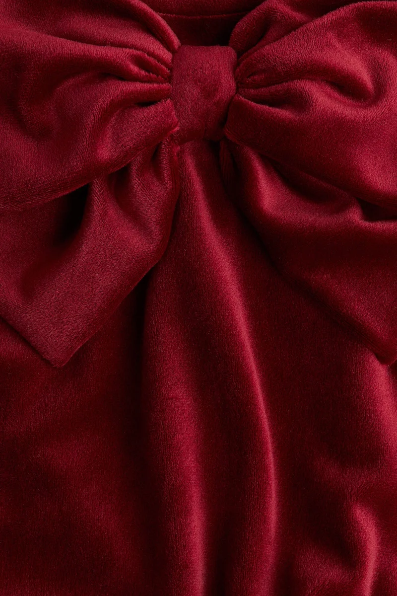 H&M Bow-detail velour dress