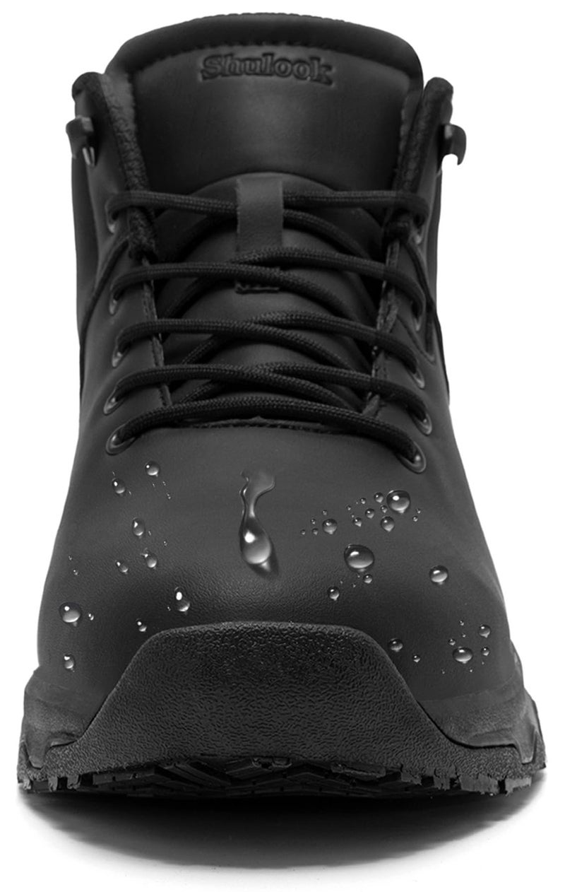 SHULOOK Non Slip Work Boots for Men Slip Resistant Shoes Waterproof Food Service Chef Kitchen Restaurant Working Boots Casual Leather Ankle Boot Outdoor Walking Booties Black Size 10 - Image 5