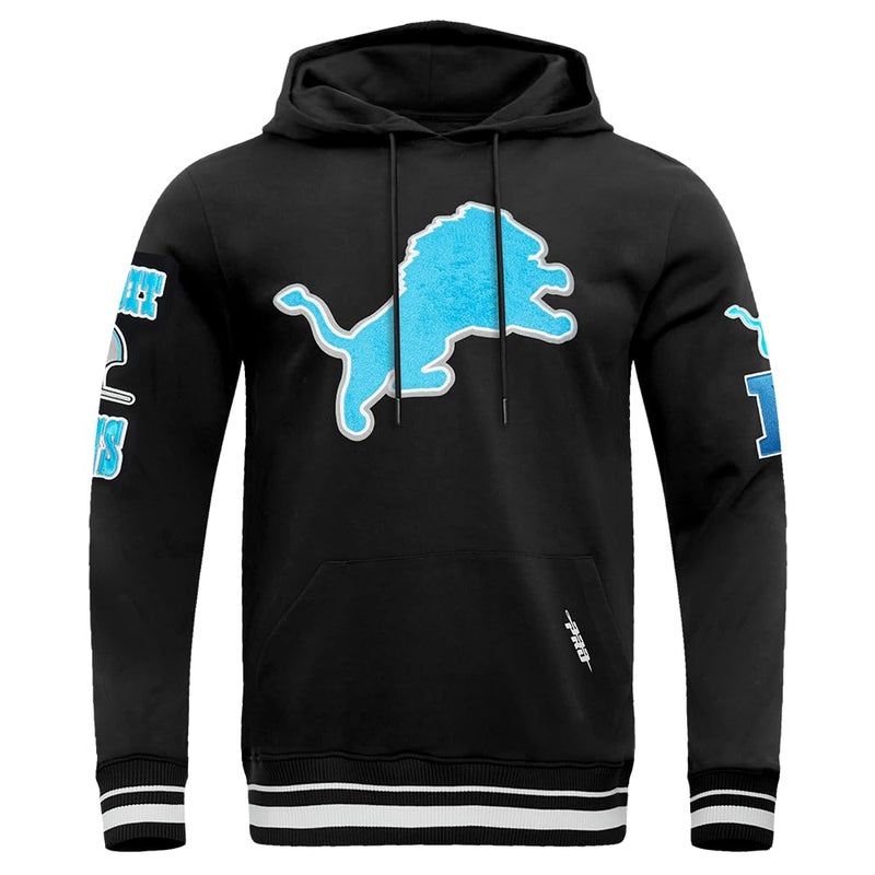 Pro Standard Mens NFL Detroit Lions Retro Classics Pull Over Hoodie Black S - Image 1