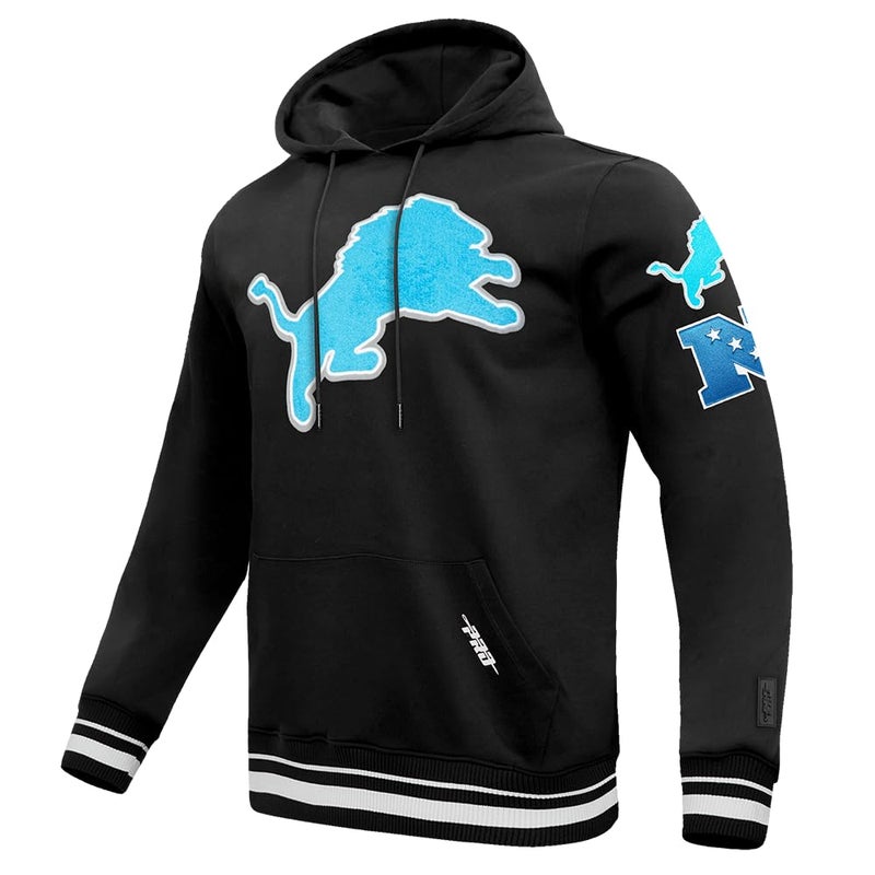 Pro Standard Mens NFL Detroit Lions Retro Classics Pull Over Hoodie Black S - Image 2