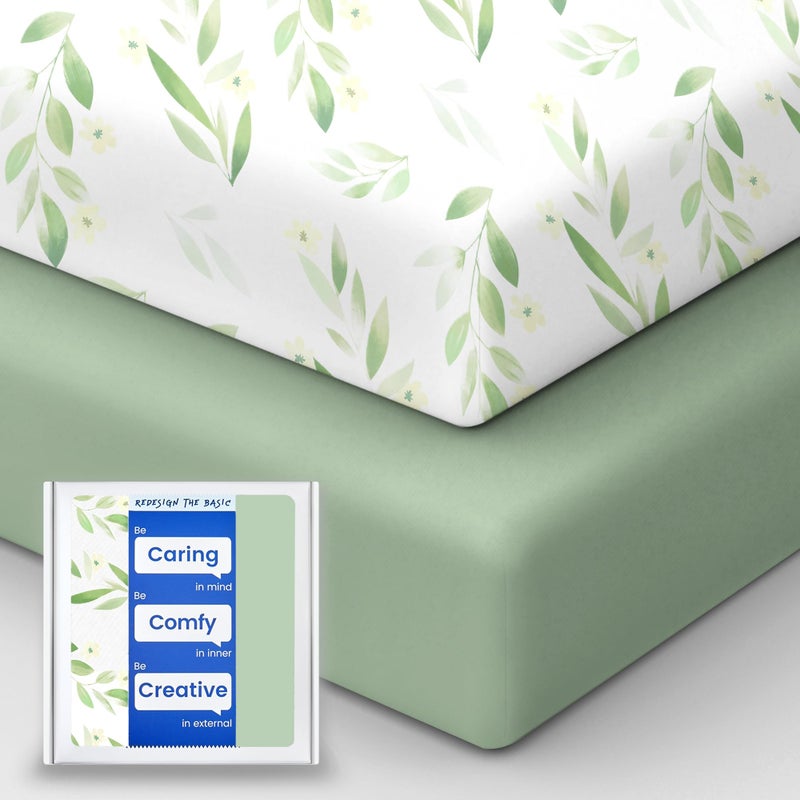 TotBasic Crib Sheets for Boy Girl Premium Soft Crib Mattress Fitted Sheet Ultra Breathable Baby Sheets Super Stretchy Baby Bed Sheets 28x52x9 Extra Deep Pocket 2 Pack