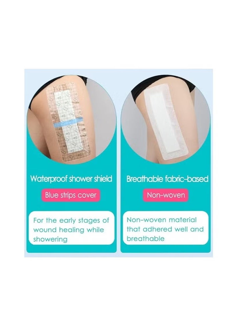 GIFT 10Pcs Adhesive Island Wound Dressings, Breathable Bordered Gauze, Bandage Patches with Non-Stick Pad for Knee Hip Replacement Arm Leg Abdominal Back Incision Cuts Injury, 4"x10" - Image 4