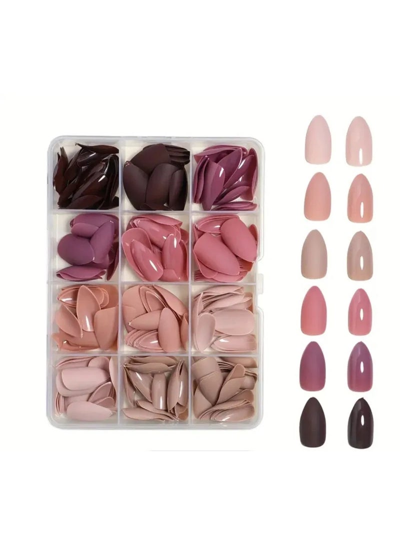 مجموعة أظافر صناعية من 12 لونًا، 144 قطعة أظافر صناعية مستقيمة لامعة ملونة، تغطية كاملة لأظافر صناعية بأطراف أكريليك، تصميم مانيكير وديكور للنساء والفتيات، أظافر اصنعيها بنفسك - Image 4