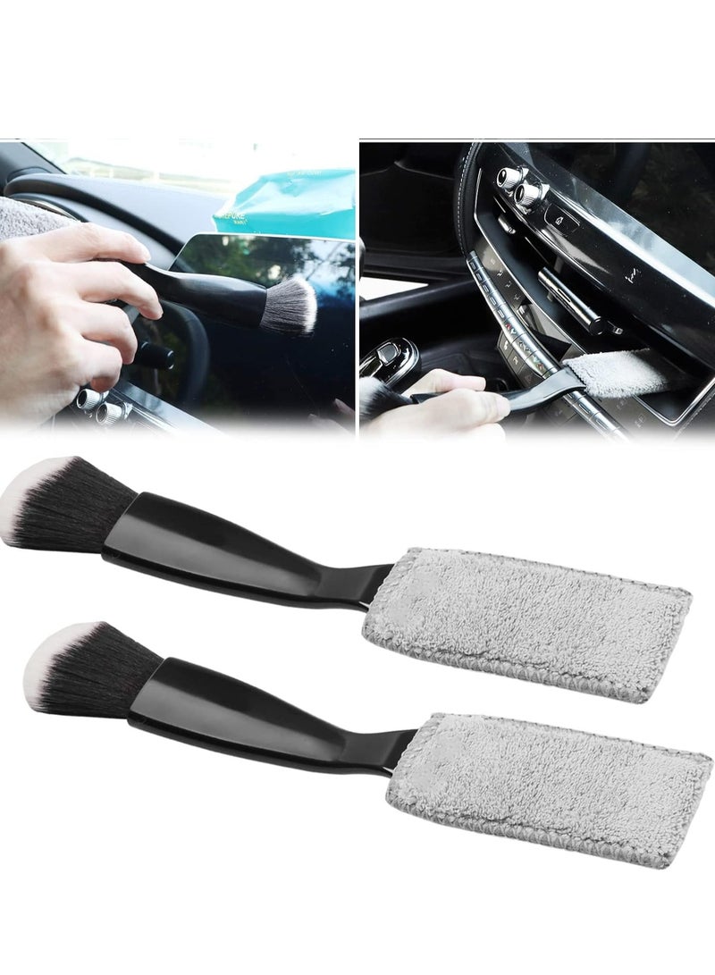 Loquat 2 Pack Double Head Brush for Car Clean, 2 in 1 Car Duster,Car Air Vents Dashboard Screen Clean Brush - Image 1