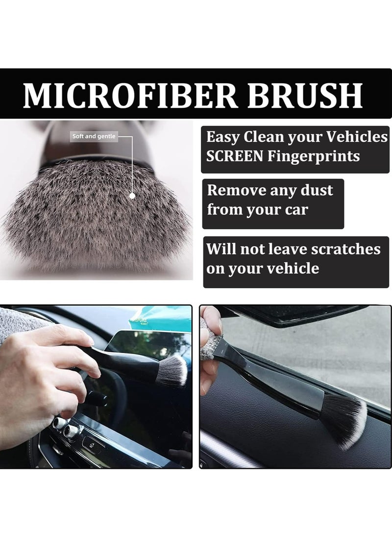 Loquat 2 Pack Double Head Brush for Car Clean, 2 in 1 Car Duster,Car Air Vents Dashboard Screen Clean Brush - Image 2