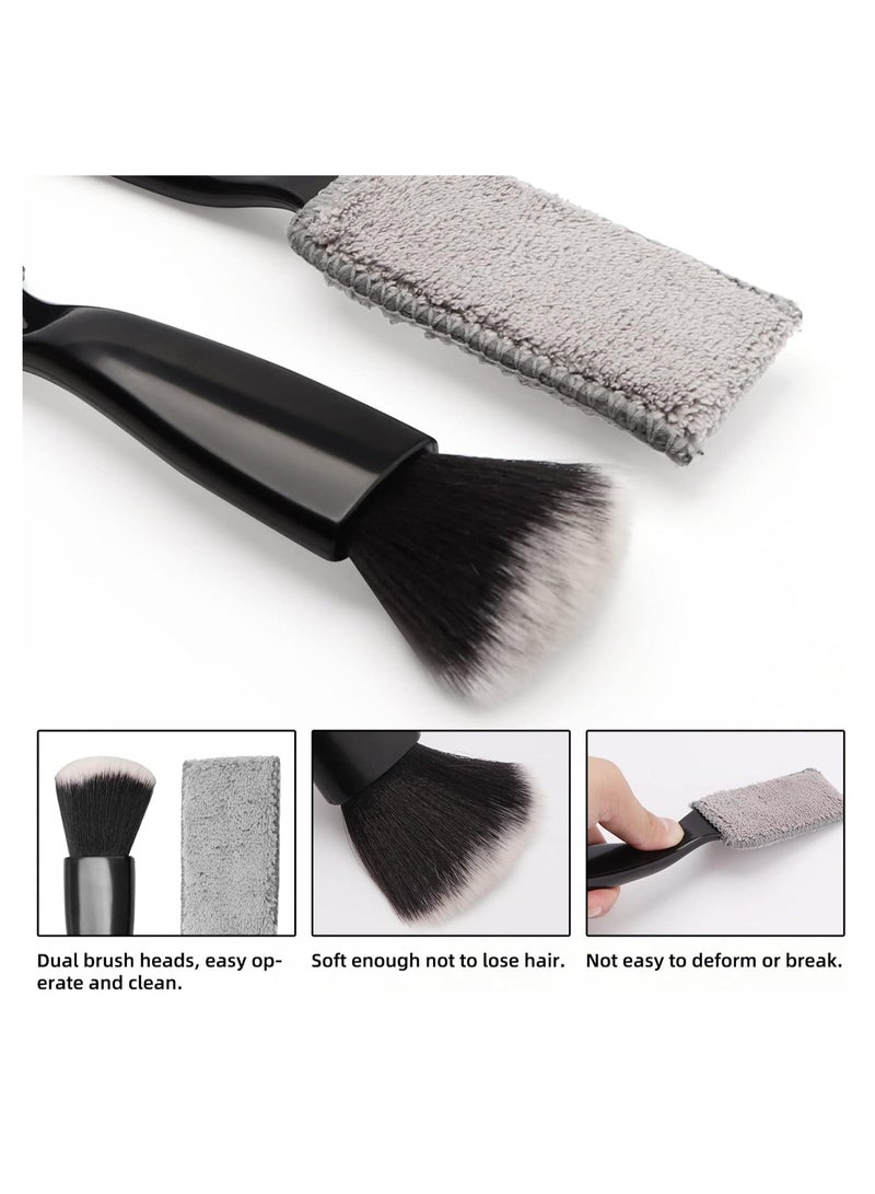 Loquat 2 Pack Double Head Brush for Car Clean, 2 in 1 Car Duster,Car Air Vents Dashboard Screen Clean Brush - Image 5