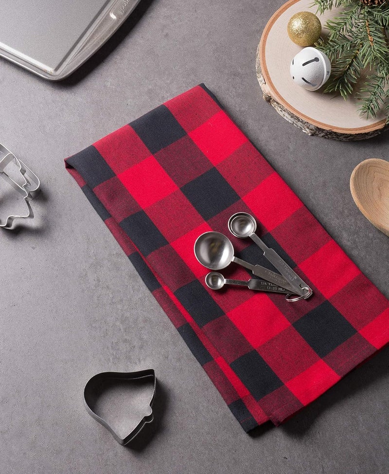 DII Buffalo Check Kitchen Collection, Classic Farmhouse Dishtowel Set, 20x30, Red & Black, 3 Piece - Image 4