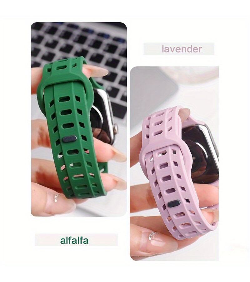 حزام ساعة Apple Watch متوافق مع السلسلة 10 9 8 7 6 5 4 3 SE Ultra بأحجام 38مم 40مم 41مم 42مم 44مم 45مم 46مم 49مم - لون الخزامى - حزام ناعم ومقاوم للعرق ومتين ومريح للنساء والرجال - Image 2